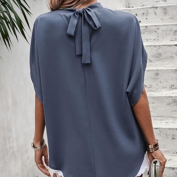 Bundle of 2 Angashion Womens Tops, Short Sleeve Casual Summer Tie Back - Picture 3 of 9